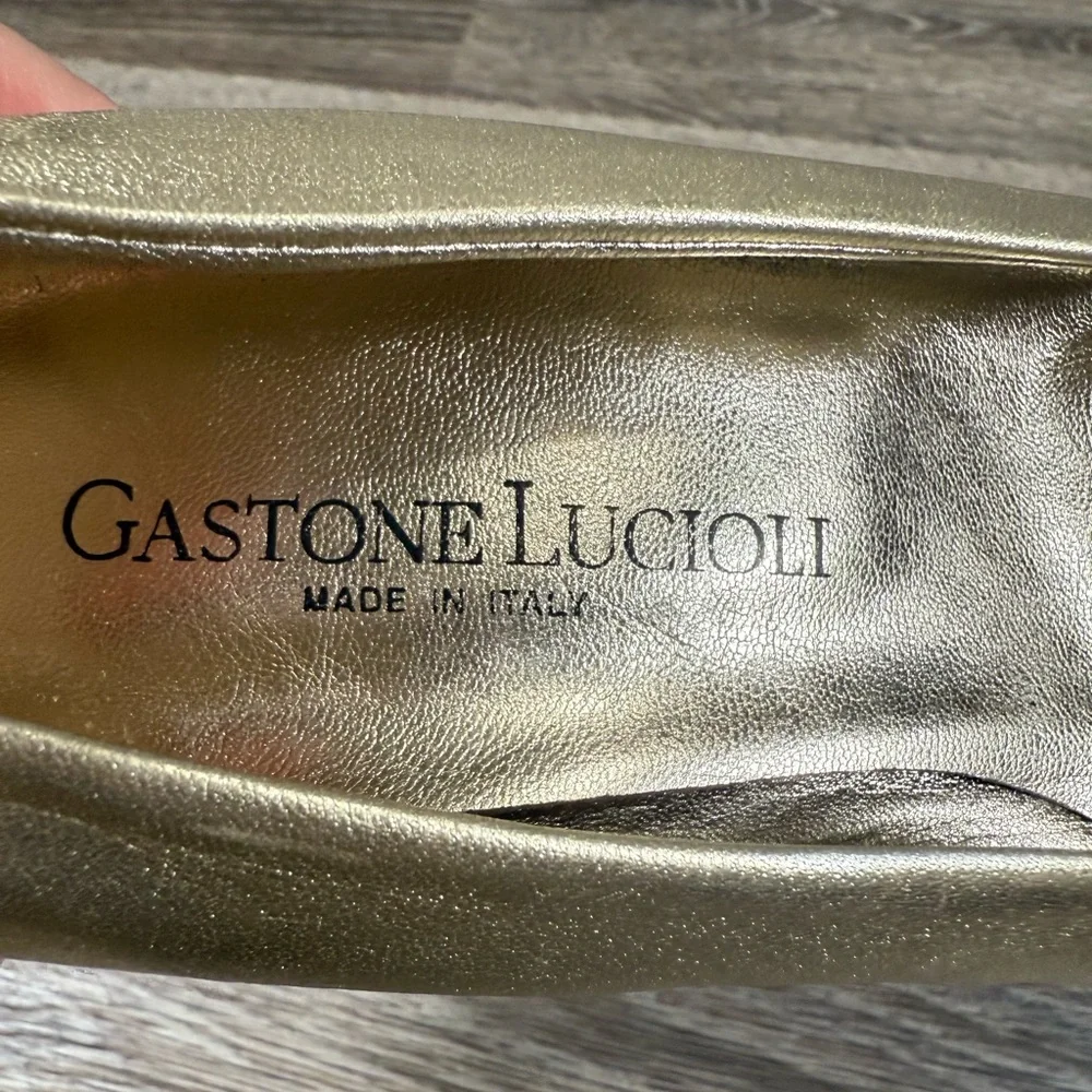 Gastone Lucioli‎ Shoes Women 6.5 Gold Italian Designer Leather Pumps 3